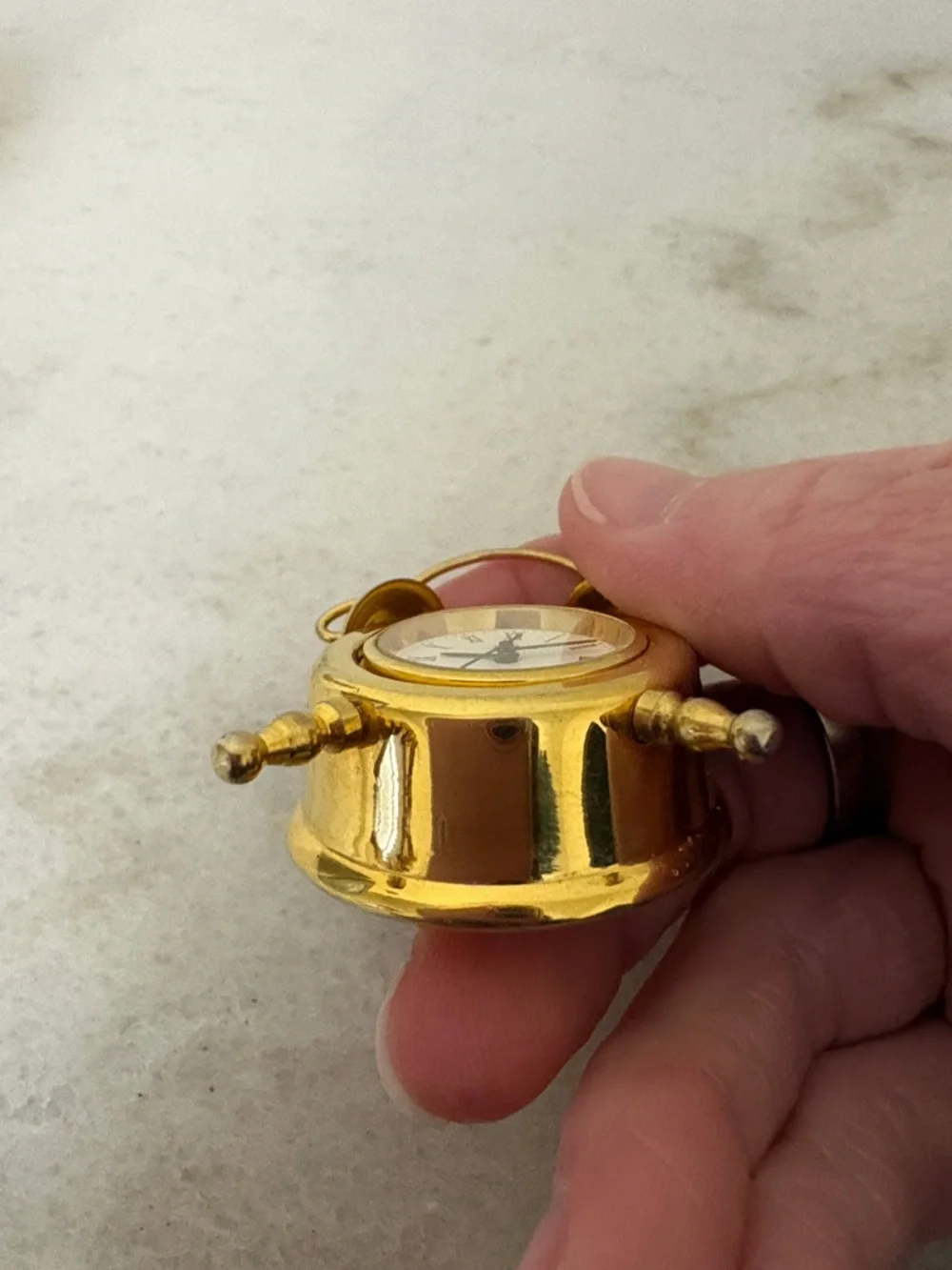 Gold Miniature Mantel and Alarm Clock Set – Classic Desk Accent